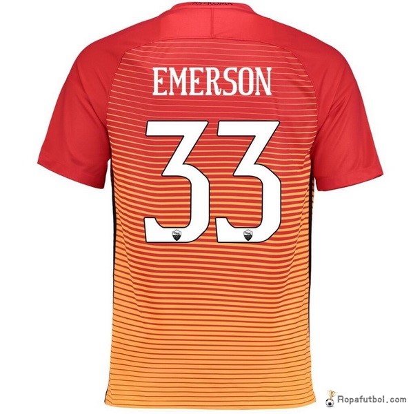 Camiseta As Roma Replica Tercera Ropa Emerson 2016/17 Naranja